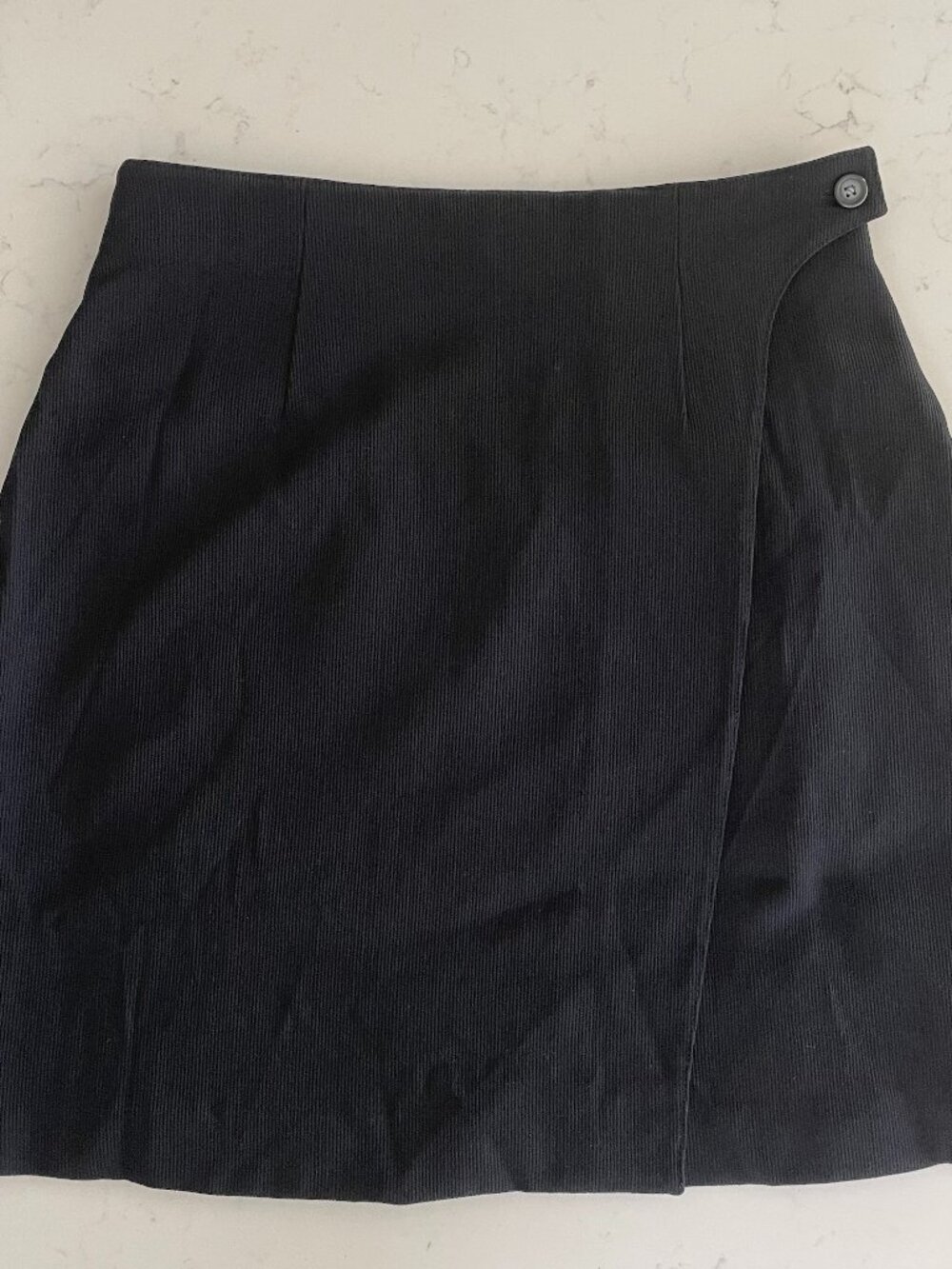 Mexx Women Ribbed Lined Viscose Wool Blend A-Line Wrap Skirt Blk 38EU/40FR/12GB